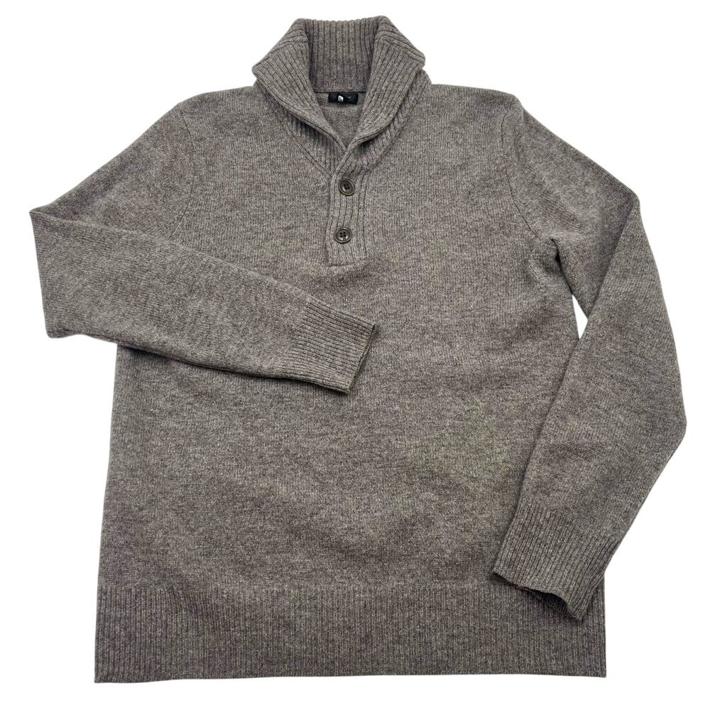 Preppy J. Crew Coastal Taupe Lambswool Shawl Collar Pullover Sweater Sz S